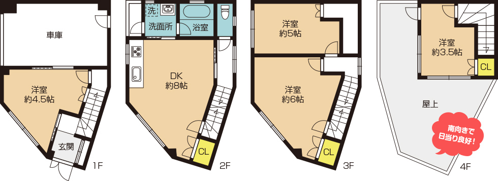 大阪市天王寺区真法院町 賃貸一戸建て 間取り図