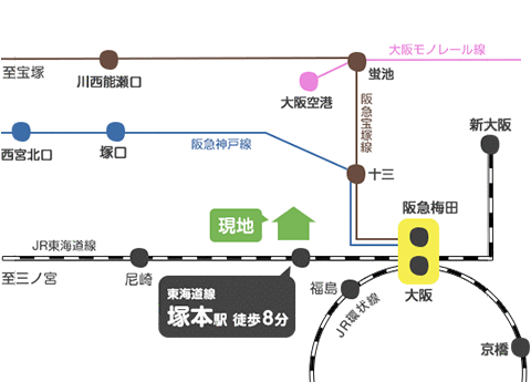 大阪市淀川区新北野３丁目　路線図