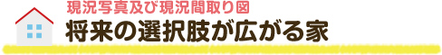 現況写真及び現況間取り図 将来の選択肢が広がる家