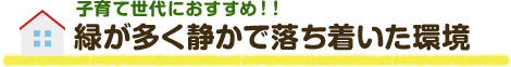 緑が多く静かで落ち着いた環境
